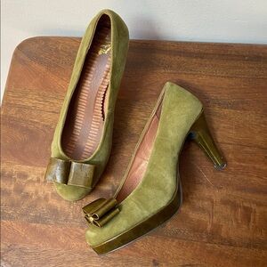 Miss Albright Olive Suede Bow Heels